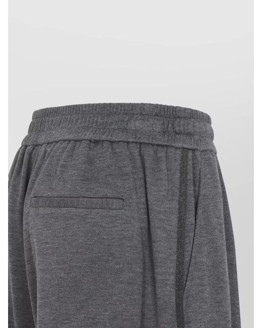 Brunello Cucinelli Gray Cotton Blend Pants Wide Leg Design