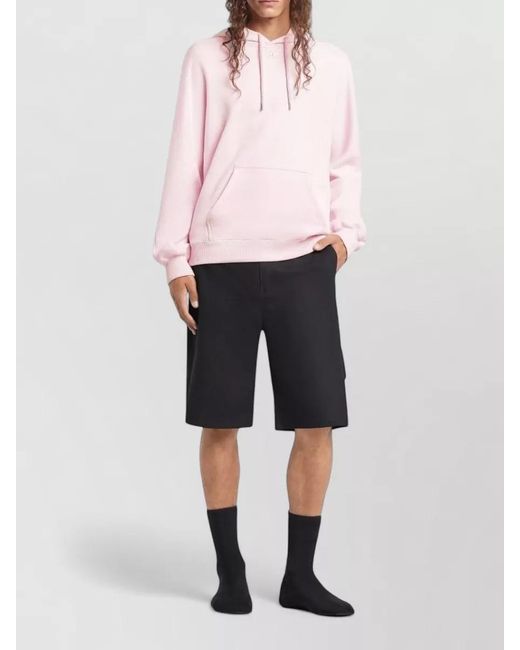 Courreges Pink Hooded Crewneck Sweater Nylon Silk Blend for men