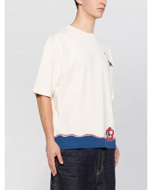 DSquared² Blue Shirt Short Sleeves Crew Neck Flamingo for men