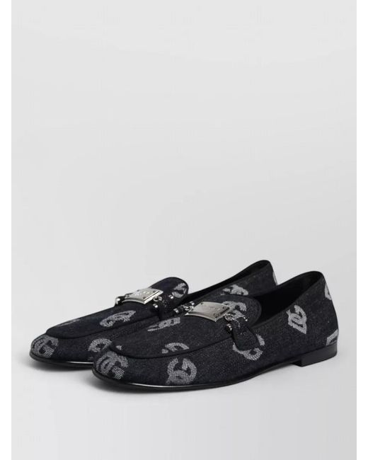 Dolce & Gabbana Black Logo-Print Loafers for men