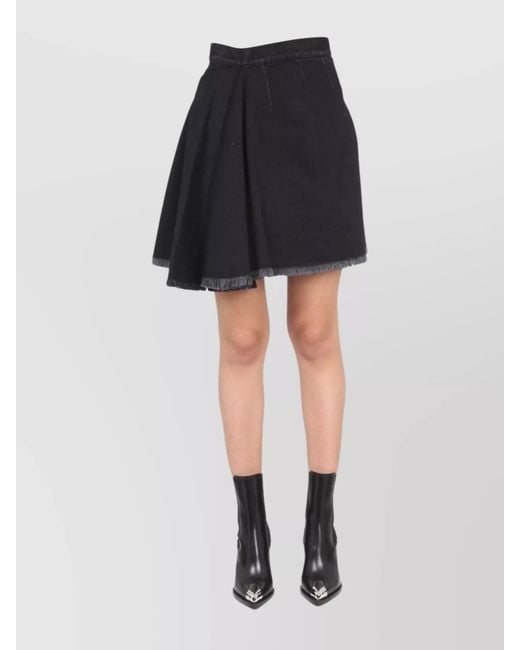 McQueen Black Cotton Asymmetric Mini Skirt