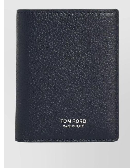 Tom Ford Blue Leather Foldable Cardholder for men