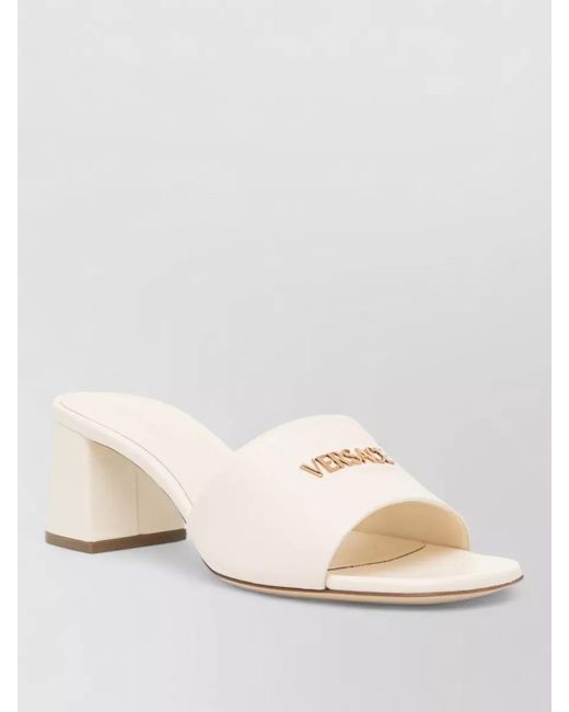 Versace Natural Mules Block Heel Open Toe Square