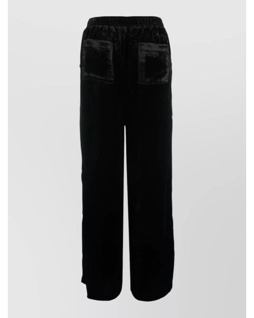 Gold Hawk Black Velvet Lounge Trousers Straight Leg Pockets