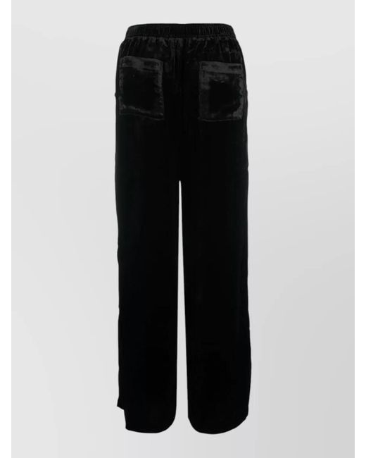 Gold Hawk Black Velvet Wide-Leg Trousers