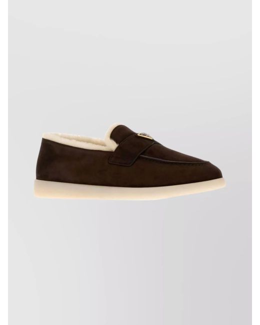 Prada Multicolor Suede Loafers With Round Toe And Rubber Sole for men