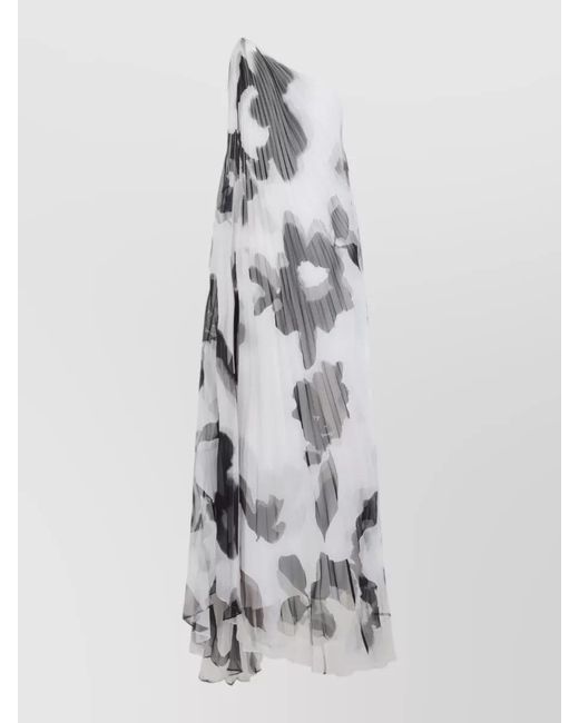 Max Mara White Pianoforte Fuggito One Shoulder Long Dress