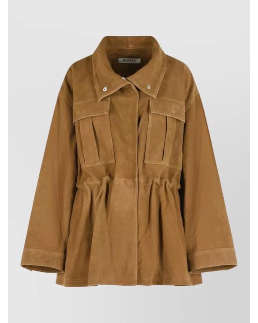 Rohe Brown Suede Jacket Collared Design Button Detail
