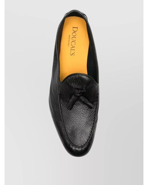 Doucal's Gray Leather Tassel Loafers for men