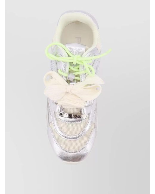 Pinko White Leather Low-Top Sneakers