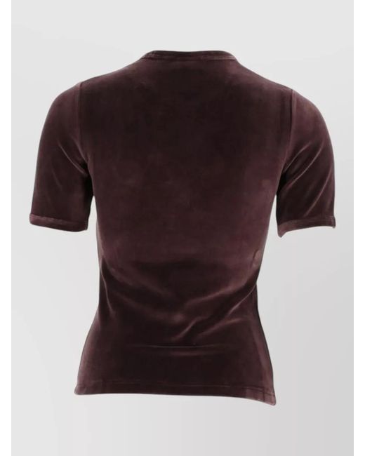 Courreges Black Velvet Textured Slim Fit Round Neck T-Shirt