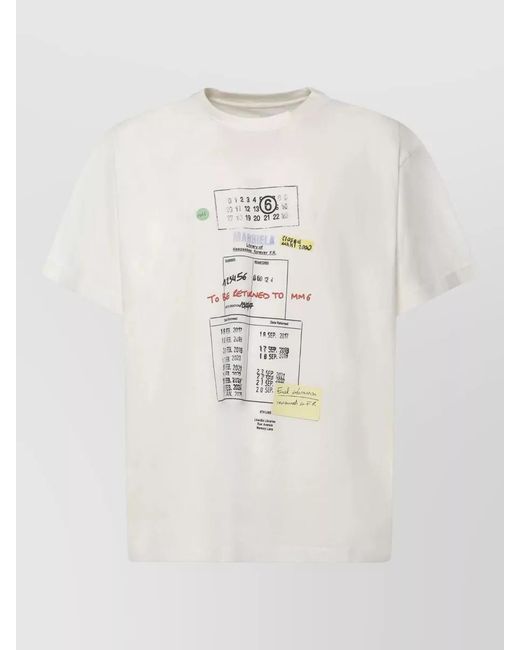 MM6 by Maison Margiela Natural Graphic Print Cotton T-Shirt for men