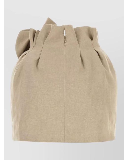 Magda Butrym Natural Linen Blend Sleeveless Top High Neck Bow