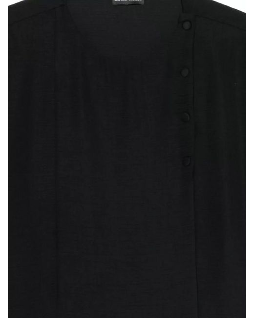 Emporio Armani Black Wool Blend Boxy Top Round Neck