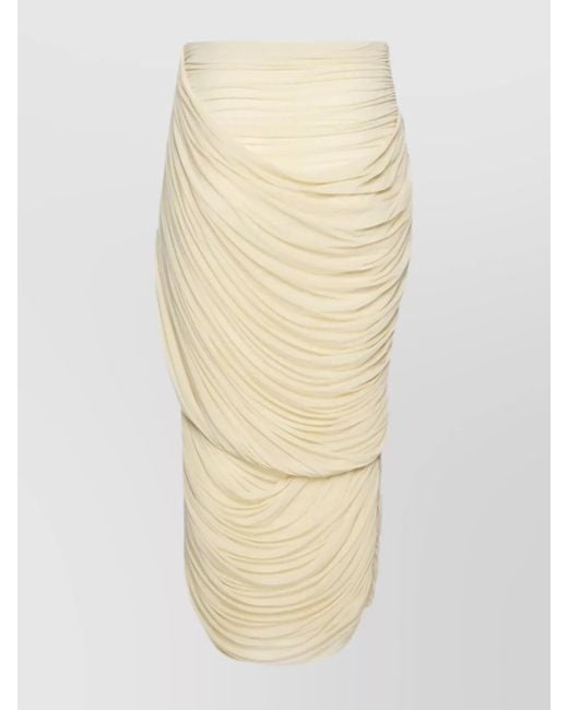 Magda Butrym Natural Draped Slim-Fit Midi Skirt
