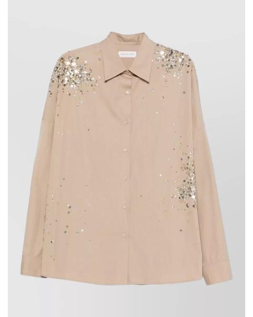 Dries Van Noten Natural Embroidered Cotton Shirt