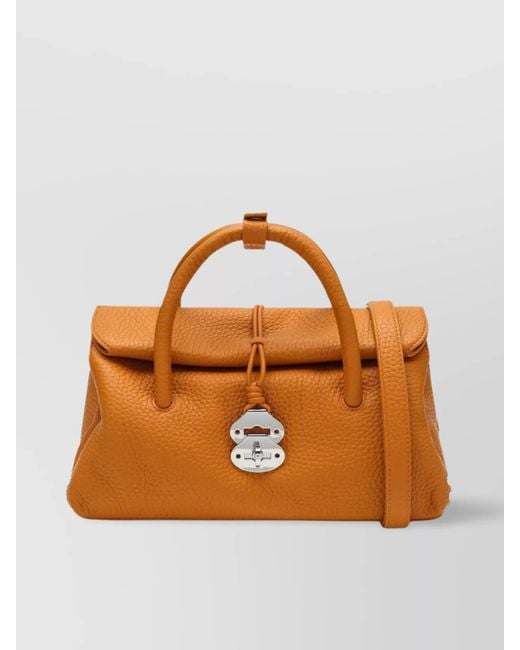 Zanellato Brown Small Leather Bag Studded Texture