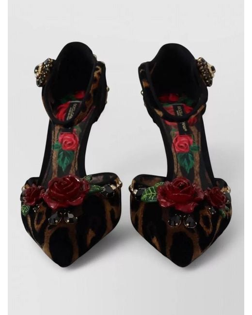 Dolce & Gabbana Black Leopard Crystal-Embellished Pumps