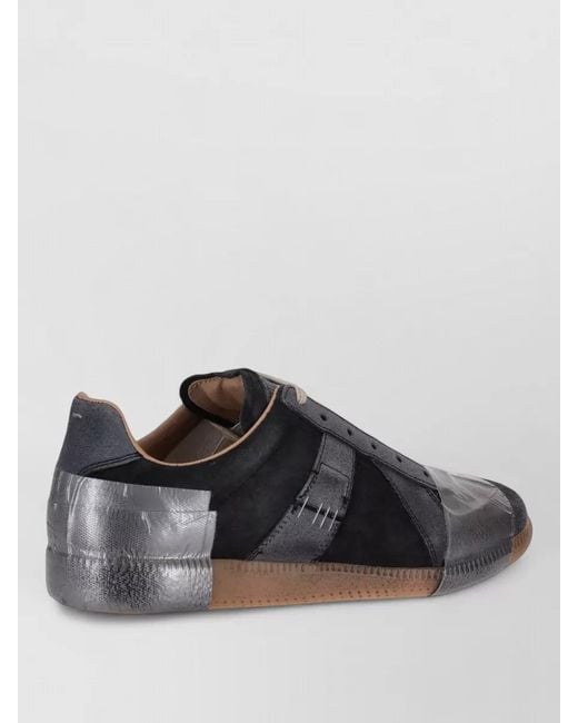 Maison Margiela Black Sneakers Contrast Stitching Panel Detailing Rubber Sole for men