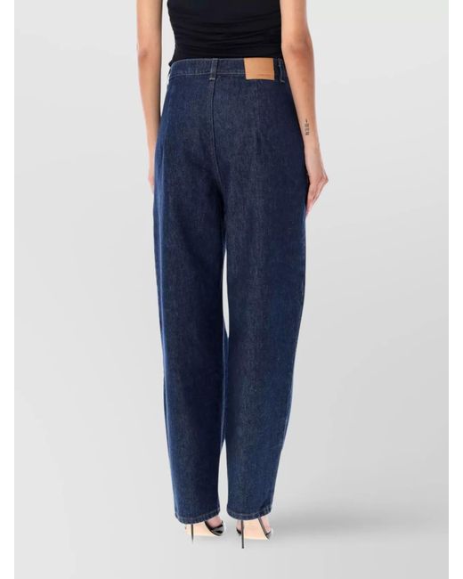 Magda Butrym Blue Denim Pleated Wide-Leg Trousers