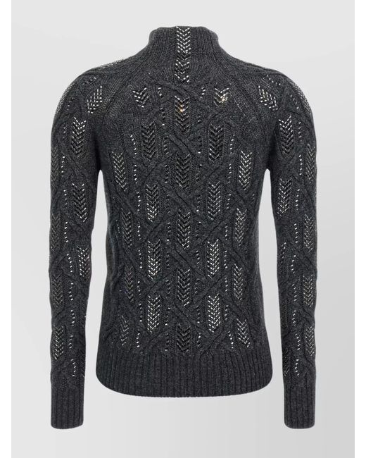 Ermanno Scervino Black Crystal Embellished Wool Sweater