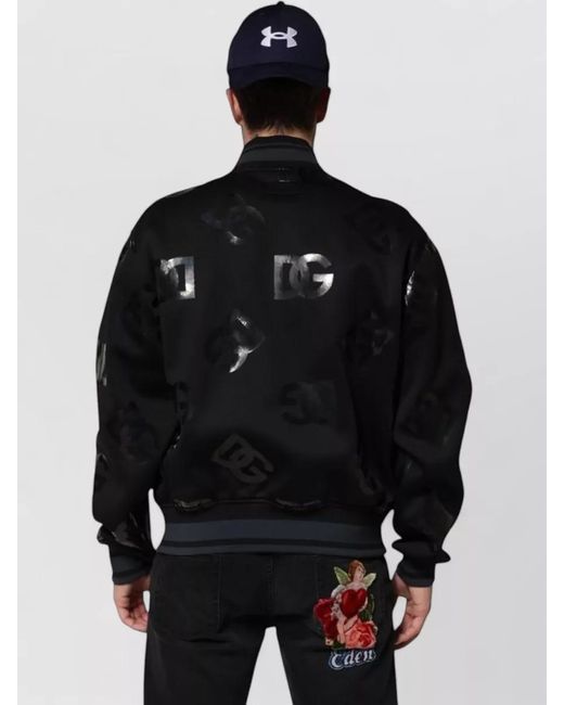 Dolce & Gabbana Black Wool Dg Mania Logo Bomber Jacket for men