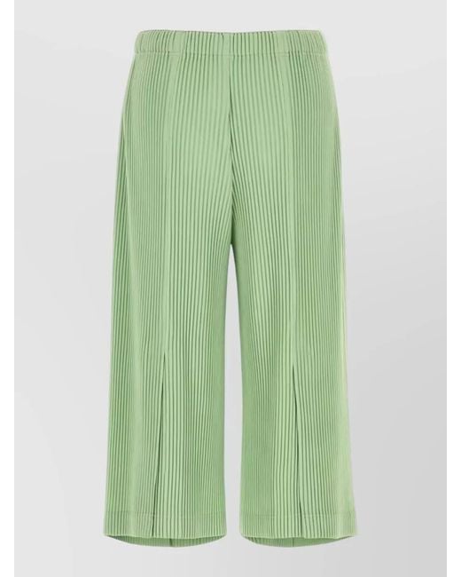 Homme Plissé Issey Miyake Green Pleated Chino Shorts for men