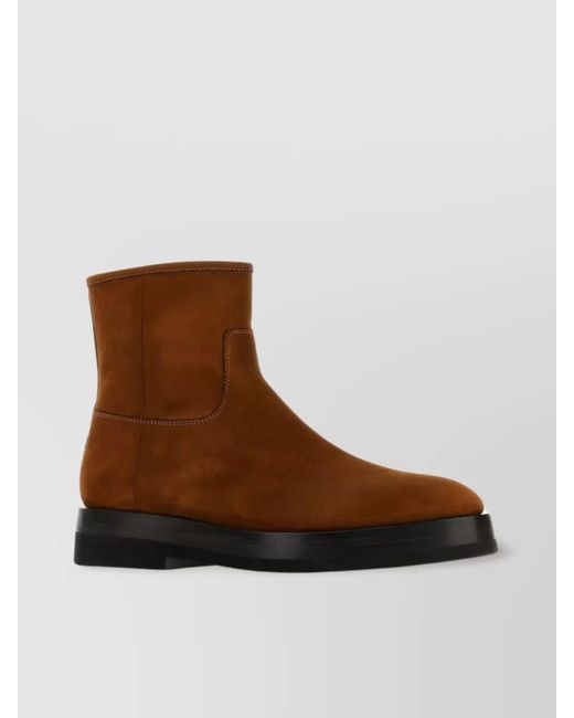 Santoni Brown Suede Leather Ankle Boots for men