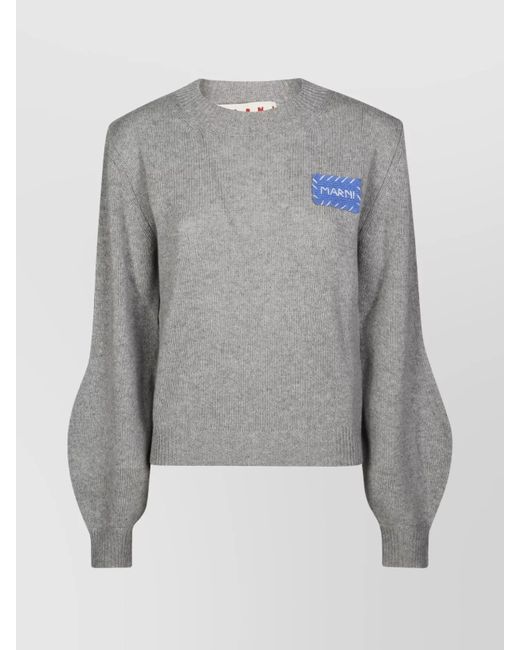Marni Gray Crew Neck Knitwear With Ribbed Finish
