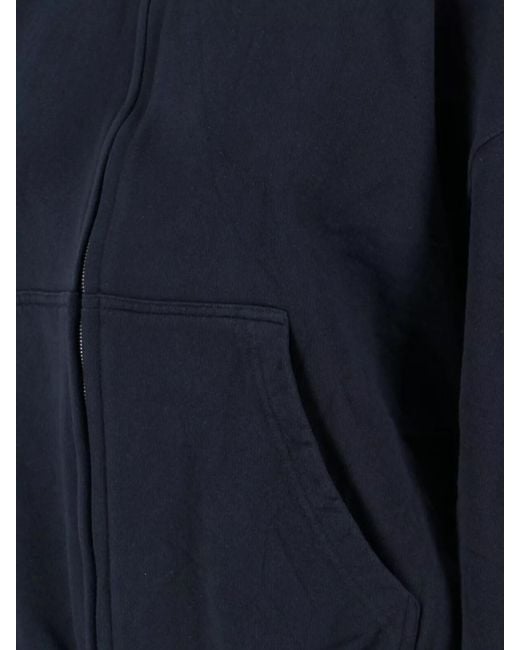 Balenciaga Blue Cotton Hooded Zip-Up Sweatshirt