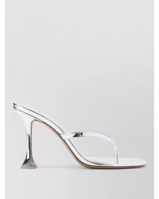 AMINA MUADDI White Juliette Thong Mules Mirrored Leather Heel