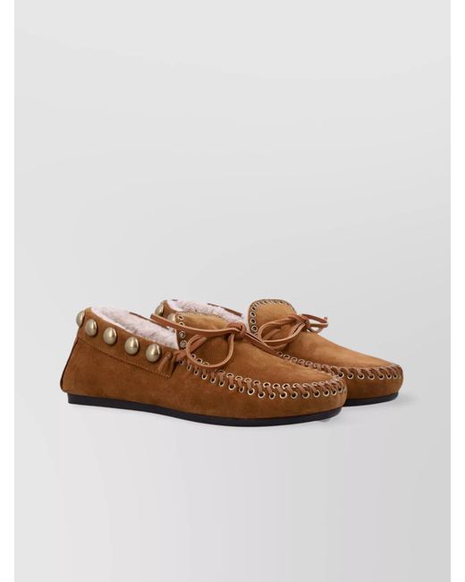 Isabel Marant Brown Suede Lace-Up Loafers