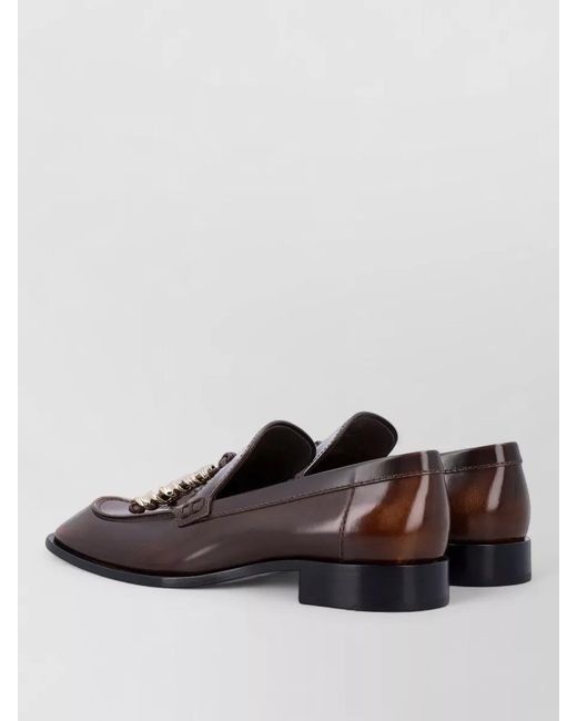 Loewe Brown Edge Calfskin Loafers Coil Detail