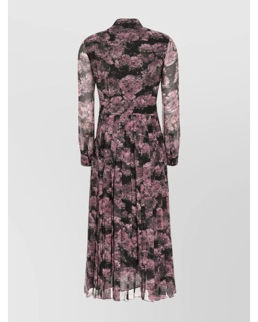 Tory Burch Multicolor Silk Dress With Floral Pattern And Pleated Skirt