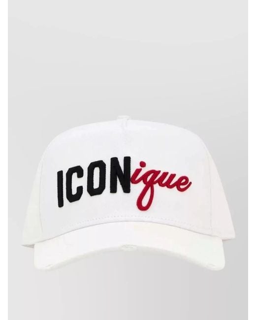 DSquared² White Gabardine Baseball Cap Featuring Embroidered Logo for men