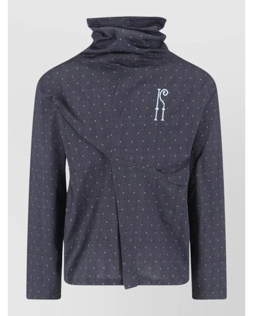 Kiko Kostadinov Blue High Collar Asymmetric Geometric Pattern Jacket for men