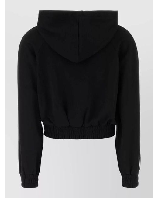 Michael Kors Black Tech Sweatshirt Cropped Hooded Elastic Hem