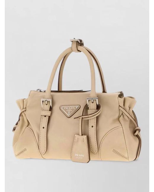 Prada Natural Small Leather Clutch Bag