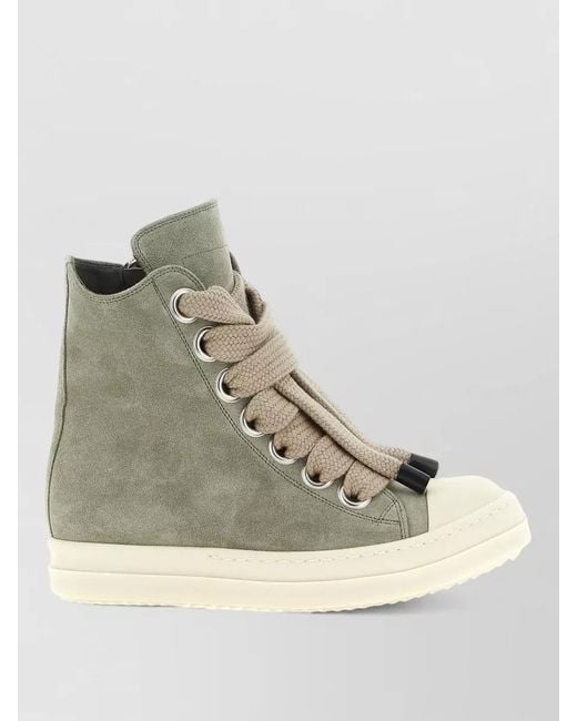 Rick Owens Gray Leather Jumbolace Sneaks Boots