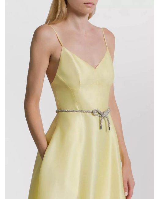 Alberta Ferretti Yellow Silk Midi Dress