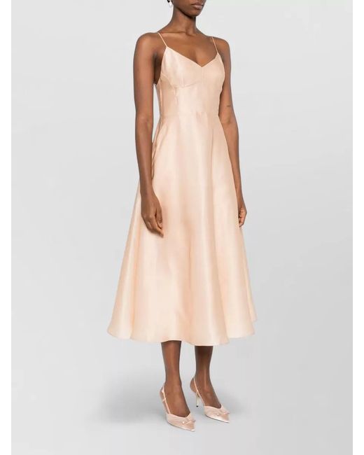 Alberta Ferretti Pink Silk Midi Dress