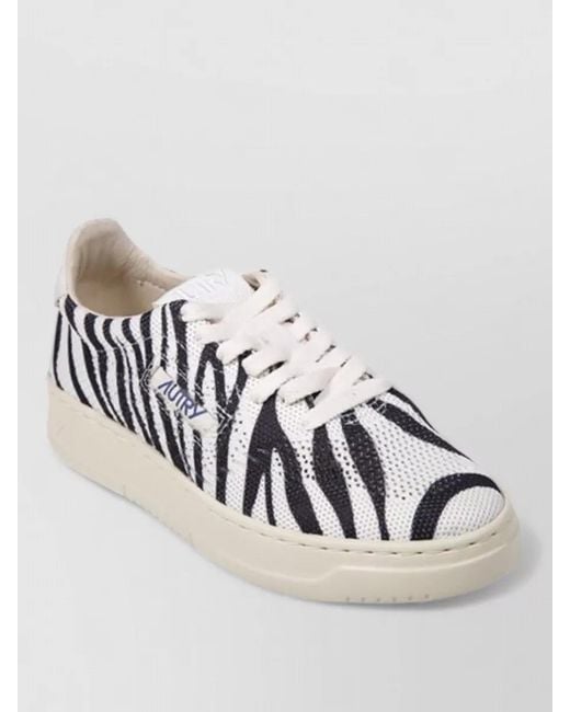 Autry Metallic Knit Low Lace Up Shoes Zebra Print