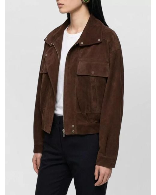 Saint Laurent Brown Leather Fitted Jacket