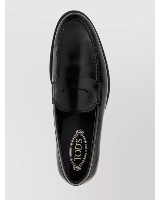 Tod's Black Leather Loafers for men