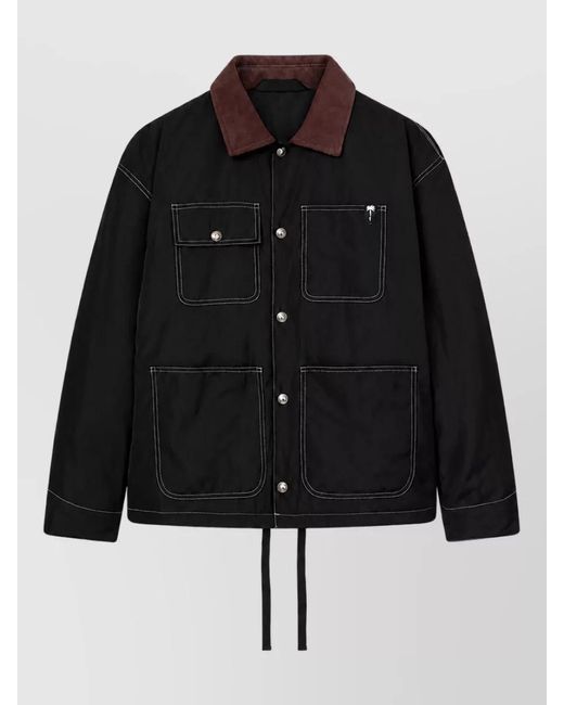 Palm Angels Black Logo Field Jacket for men