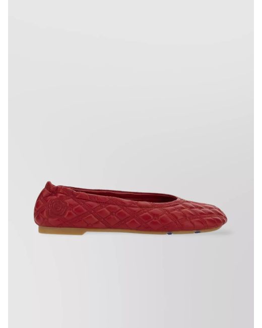 Burberry Red Leather Ballerina Shoes