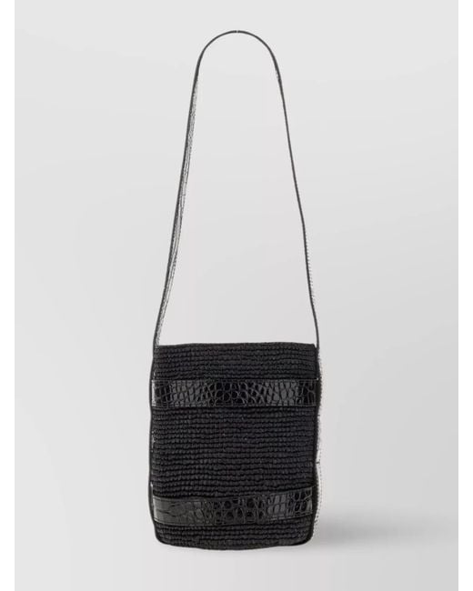 Manebí White Woven Basket Raffia Shoulder Bag