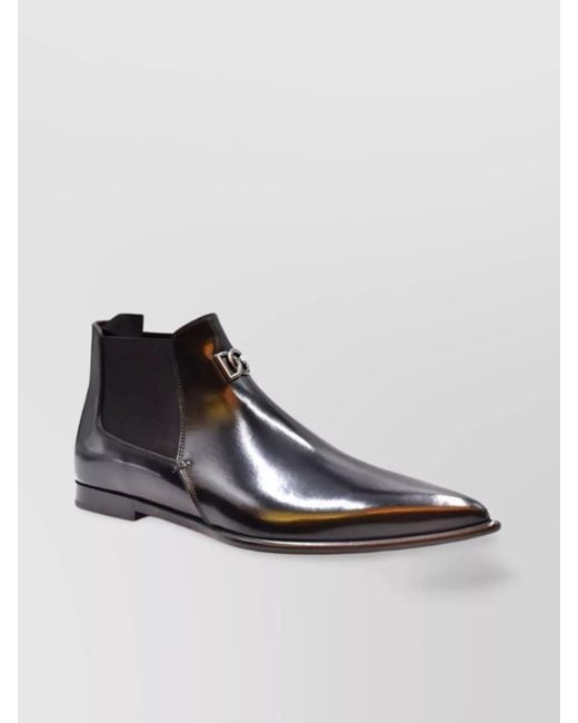 Dolce & Gabbana Black Leather Boots for men