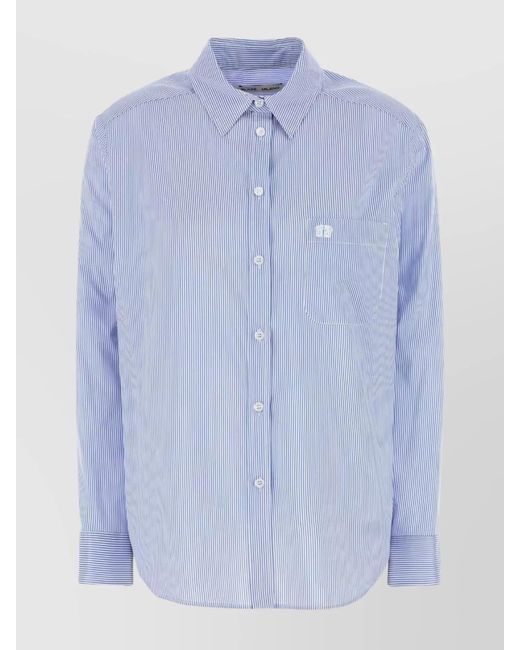 Blazé Milano Blue Embroidered Silk Blend Shirt