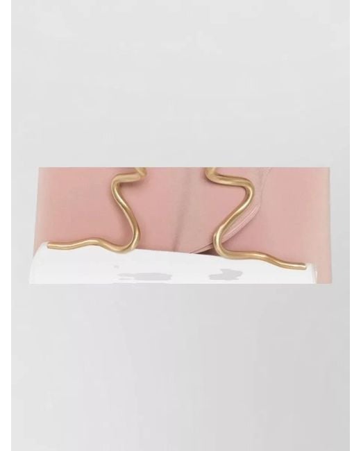 Gianluca Capannolo Pink Neutral Dress Crew Neck Draped Sleeves